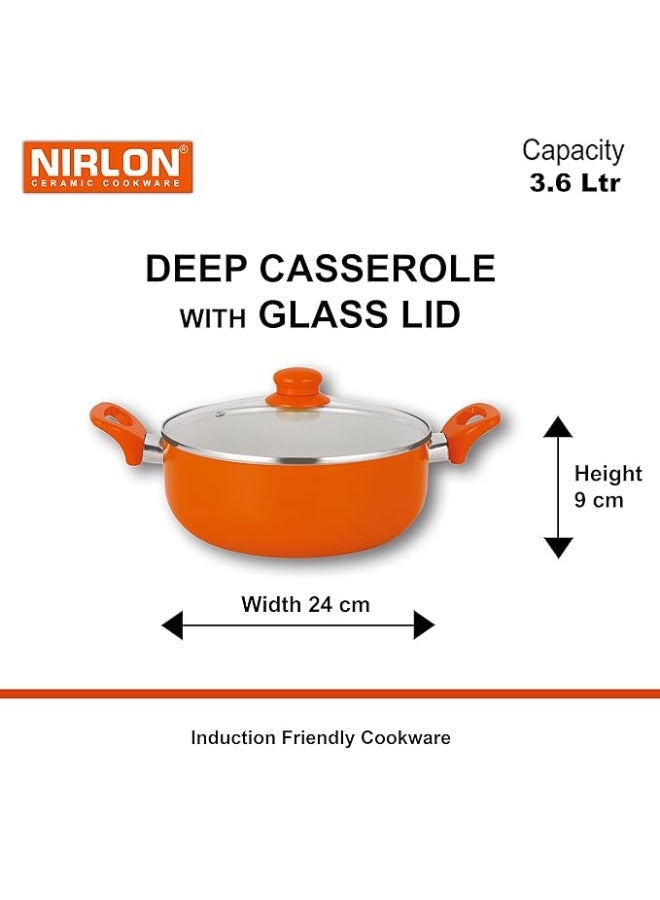 Nirlon 3 Piece Ceramic Induction Friendly Non-Stick Scratch Resistance Cookware Casserole with lid Set - Image 3