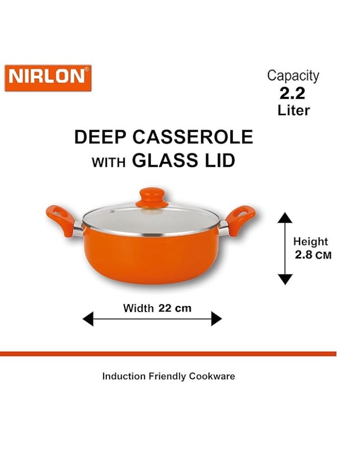 Nirlon 3 Piece Ceramic Induction Friendly Non-Stick Scratch Resistance Cookware Casserole with lid Set - Image 4