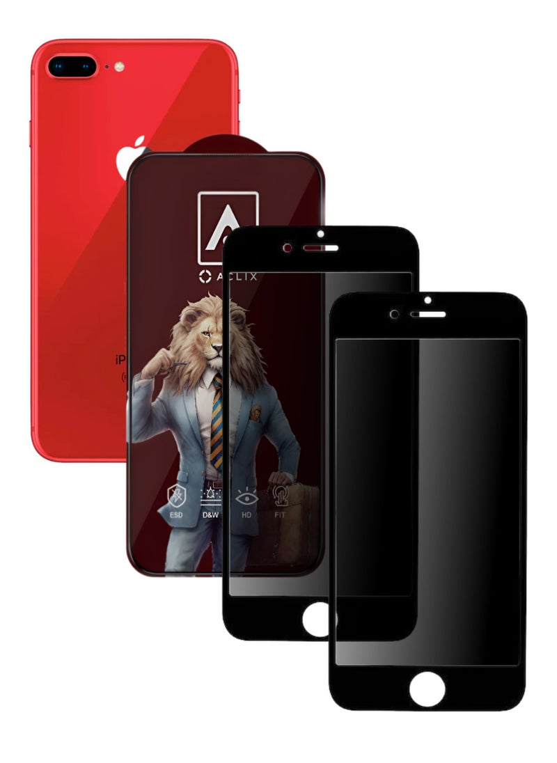 ACLIX 2 Pieces Antistatic ESD Dustproof Premium Quality High Definition Anti-Spy Privacy Tempered Glass Screen Protector Designed For  iPhone 8 Plus - Image 1