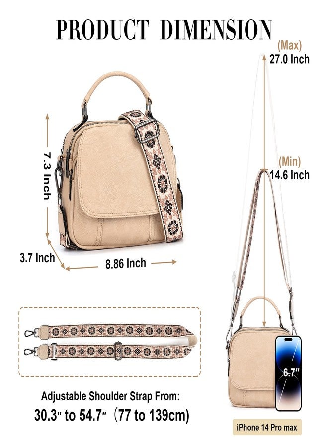 OPAGE Small Crossbody Bags for Women Trendy, Soft PU Leather Womens Crossbody Purse Shoulder Handbags with Top Handle and Adjustable Wide Strap, Apricot - Image 4