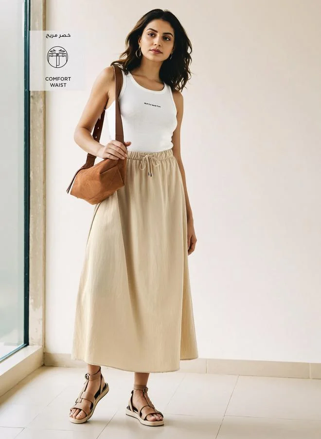 Splash FAV A-line Midi Skirt with Flexi Comfort Drawstring Waistband