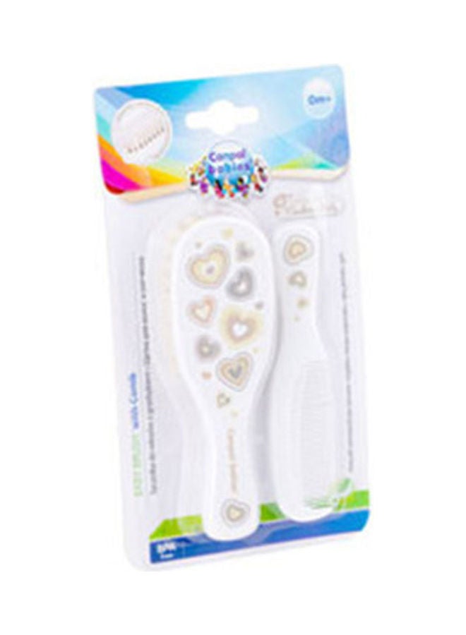 Baby Brush and Comb with Soft Natural Bristles NEWBORN BABY white - Image 1