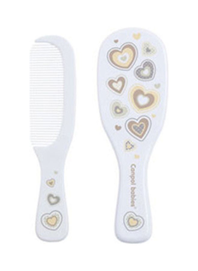 Baby Brush and Comb with Soft Natural Bristles NEWBORN BABY white - Image 3