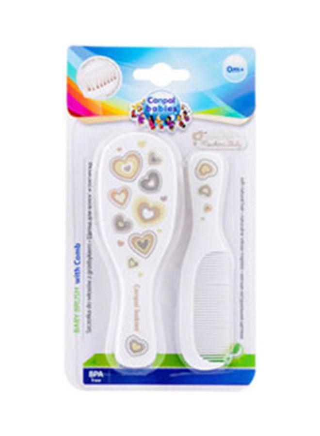 Baby Brush and Comb with Soft Natural Bristles NEWBORN BABY white - Image 2