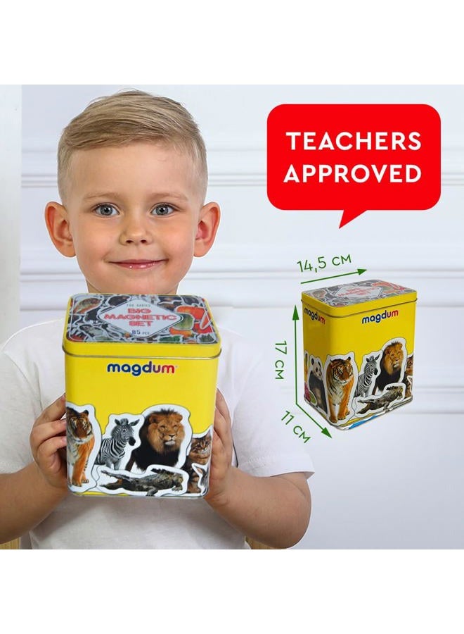 Magdum Kids Magnets for Fridge - Farm+Zoo+Fruits+Vegs Photo in Tin Gift Box - 85 Large Fridge Magnets for Toddlers - Refrigerator Magnets - Image 2