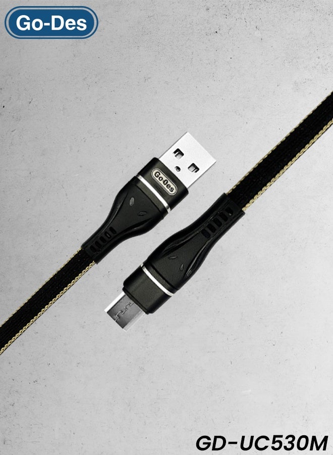Micro USB Fast Charging Cable 2M 2.4A Output Braided Tangle Free Data Sync Cord with Heat Resistant Connectors Stable Current Protection Anti Slip Metal Shell Durable Tinned Copper Core Compatible with Smartphones Tablets Earbuds Cameras and Speakers - Image 1