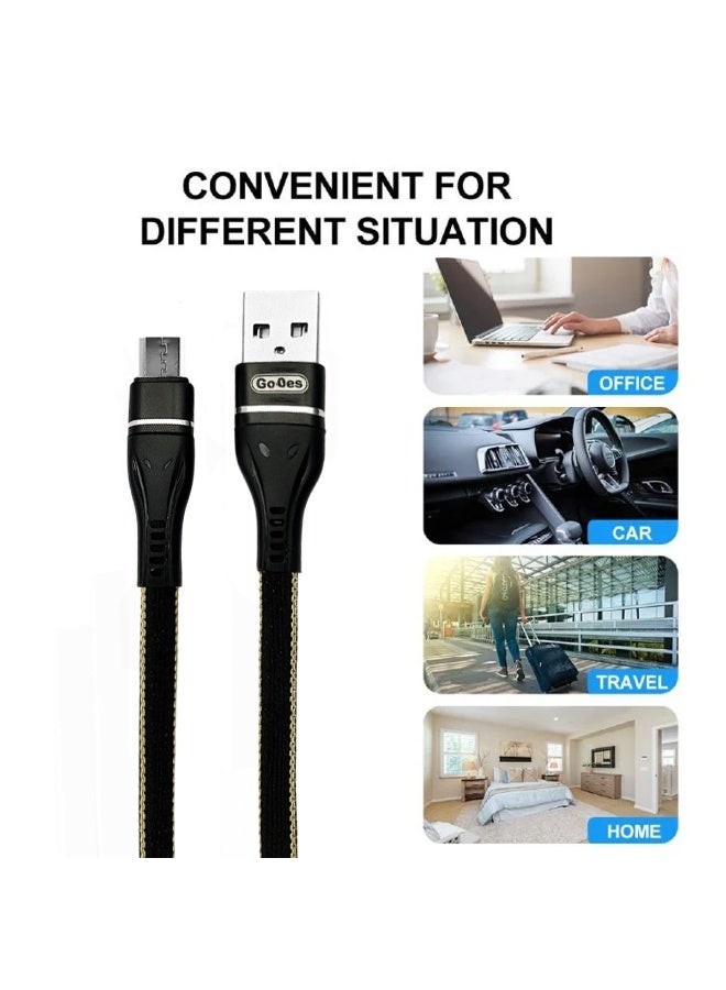Micro USB Fast Charging Cable 2M 2.4A Output Braided Tangle Free Data Sync Cord with Heat Resistant Connectors Stable Current Protection Anti Slip Metal Shell Durable Tinned Copper Core Compatible with Smartphones Tablets Earbuds Cameras and Speakers - Image 4