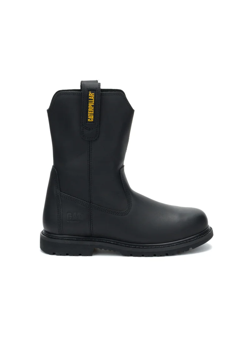 Caterpillar CAT Men’s Powerplant ST Rigger Work Boot – Black Waxy Leather, Steel Toe, Slip Resistant SRX, Electrical Hazard Protection