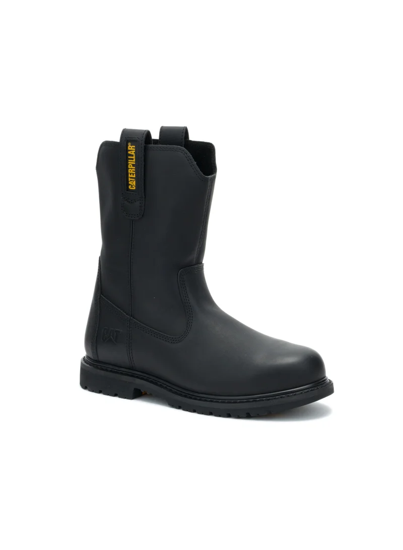 Caterpillar CAT Men’s Powerplant ST Rigger Work Boot – Black Waxy Leather, Steel Toe, Slip Resistant SRX, Electrical Hazard Protection