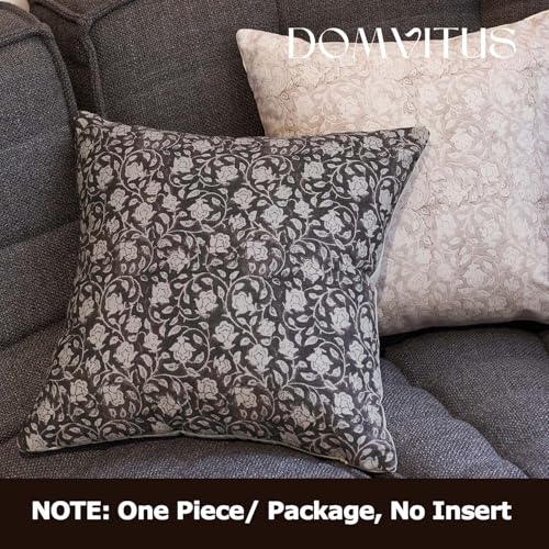 DOMVITUS Floral Pillow Covers 18x18, Throw Pillows for Couch, Floral Print Pillow Cover, Decorative Neutral Accent Throw Pillow Covers for Living Room, 1PC, Black - Image 3