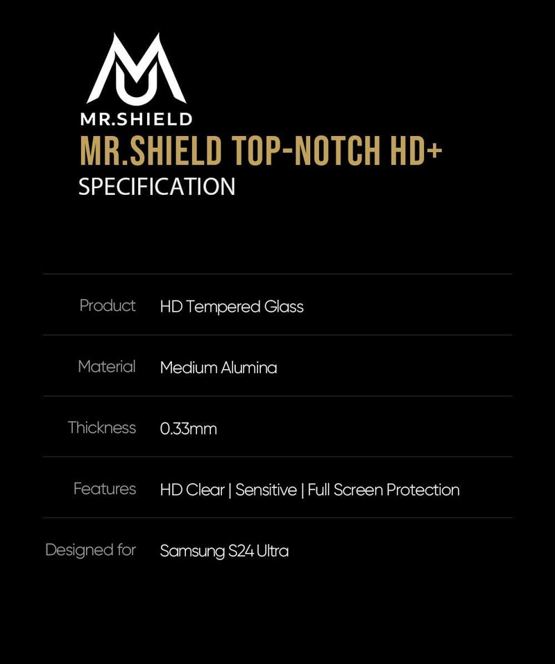 Mr Shield Mr.Shield Top-Notch HD+ Tempered Glass for Samsung Galaxy S24 Ultra (6.9 Inch) With Easy Installation kit | 9H Hardness | Military Grade Screen Protector | Case Friendly - Image 2