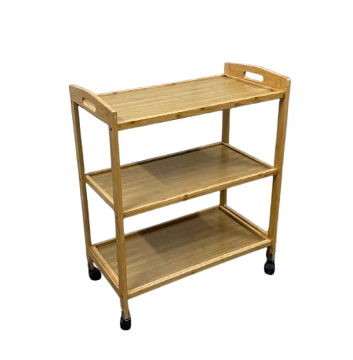 Generic STALLAA Wooden Food Serving and Wine cart Serving bar Trolley with Wheel Black Finish 3Tier Rolling  - Image 1