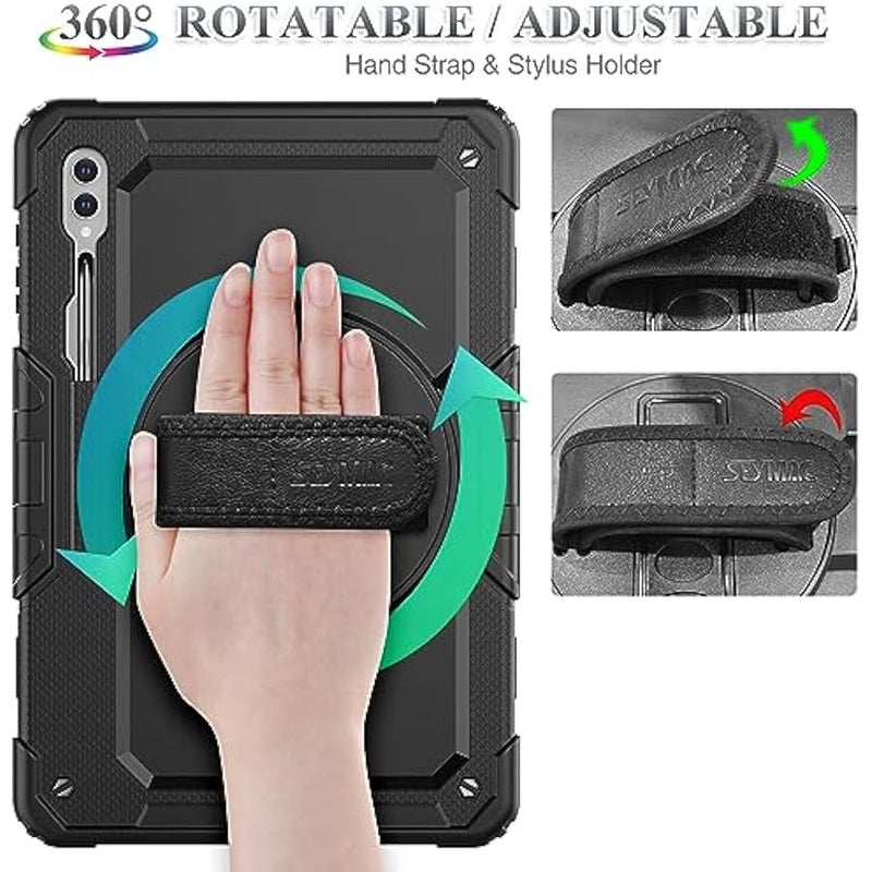 Case for Samsung Galaxy Tab S10 Ultra / S9 Ultra 14.6'' with Screen Protector 【360 Rotating Stand】 Hand Shoulder Strap Protective Case for Galaxy Tab 14.6'', Black - Image 3