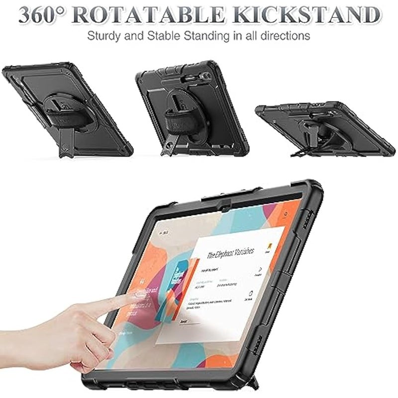 Case for Samsung Galaxy Tab S10 Ultra / S9 Ultra 14.6'' with Screen Protector 【360 Rotating Stand】 Hand Shoulder Strap Protective Case for Galaxy Tab 14.6'', Black - Image 4