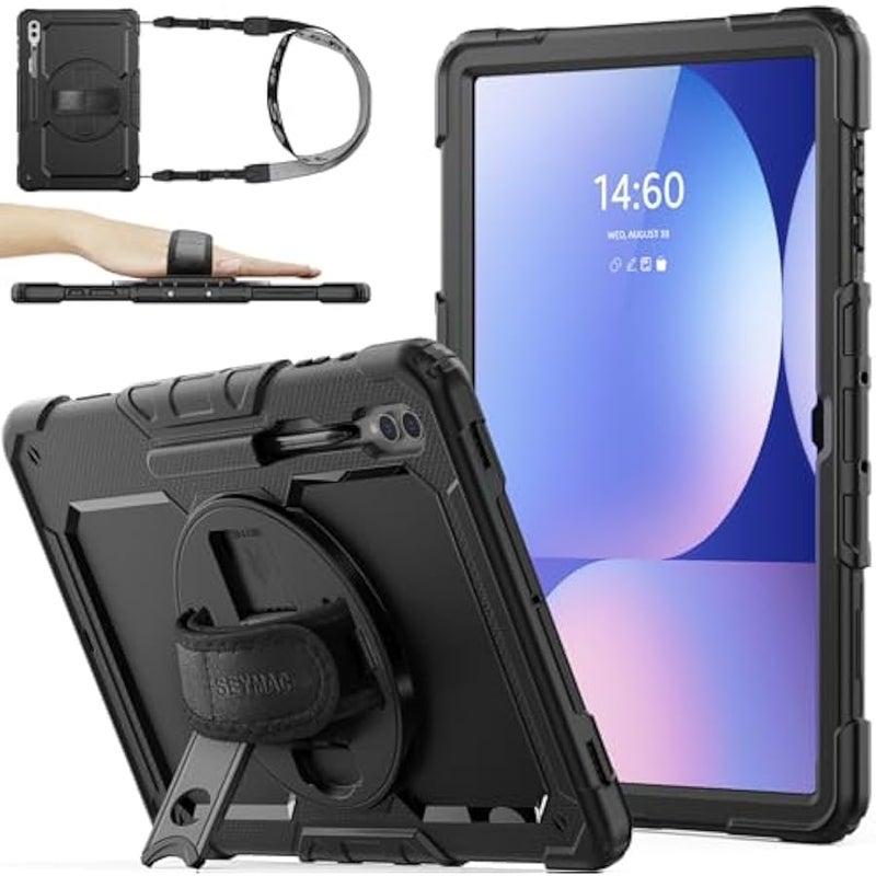 Case for Samsung Galaxy Tab S10 Ultra / S9 Ultra 14.6'' with Screen Protector 【360 Rotating Stand】 Hand Shoulder Strap Protective Case for Galaxy Tab 14.6'', Black - Image 1