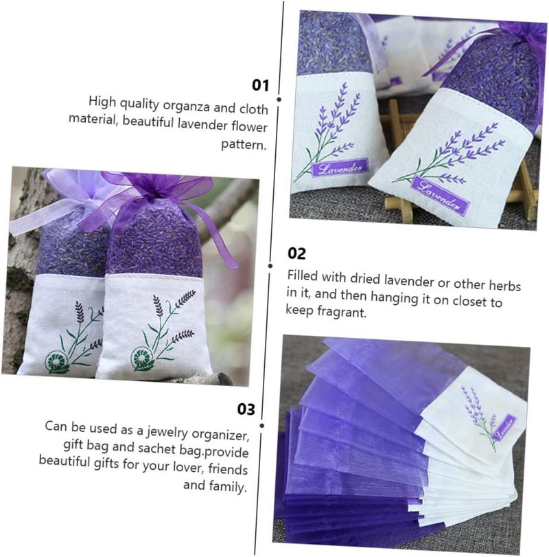 22Pcs Lavender Scented Sachet Bags for Closet and Handmade with Beautiful Flower Pattern Easy to Use Drawstring Design - Image 5