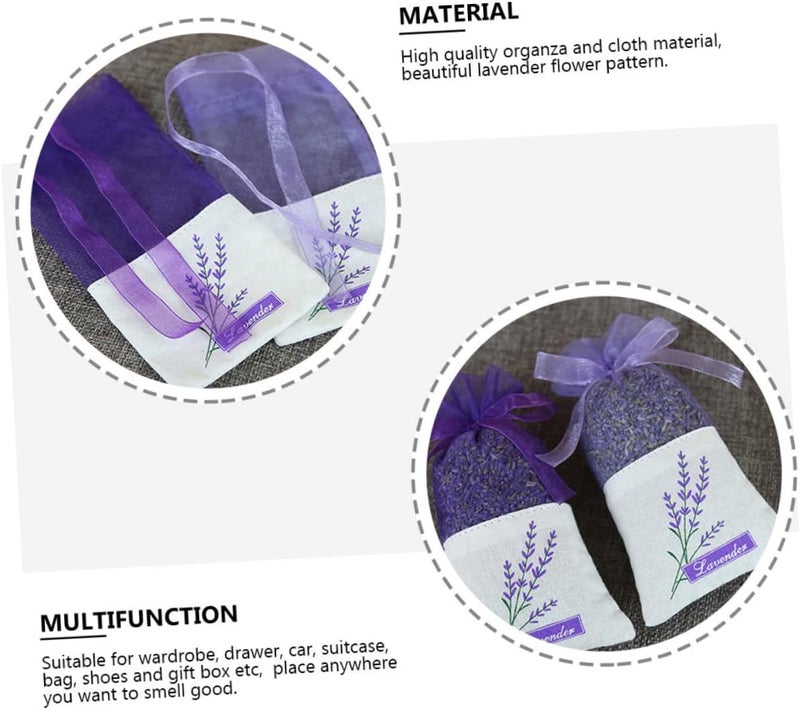 22Pcs Lavender Scented Sachet Bags for Closet and Handmade with Beautiful Flower Pattern Easy to Use Drawstring Design - Image 3