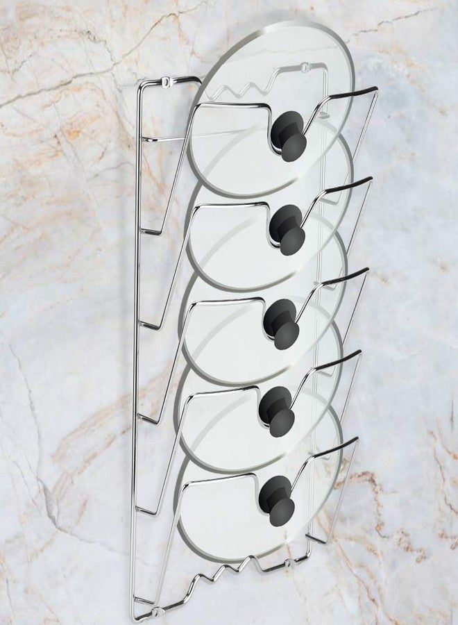 AYNEFY 5-Tiers Wall Mount Pot Lid Rack for Kitchen - Pan Lid Holder, Cabinet Door Storage Rack, Cookware Organizer Stand for Pots, Lids & Bakeware (USA) - Image 1