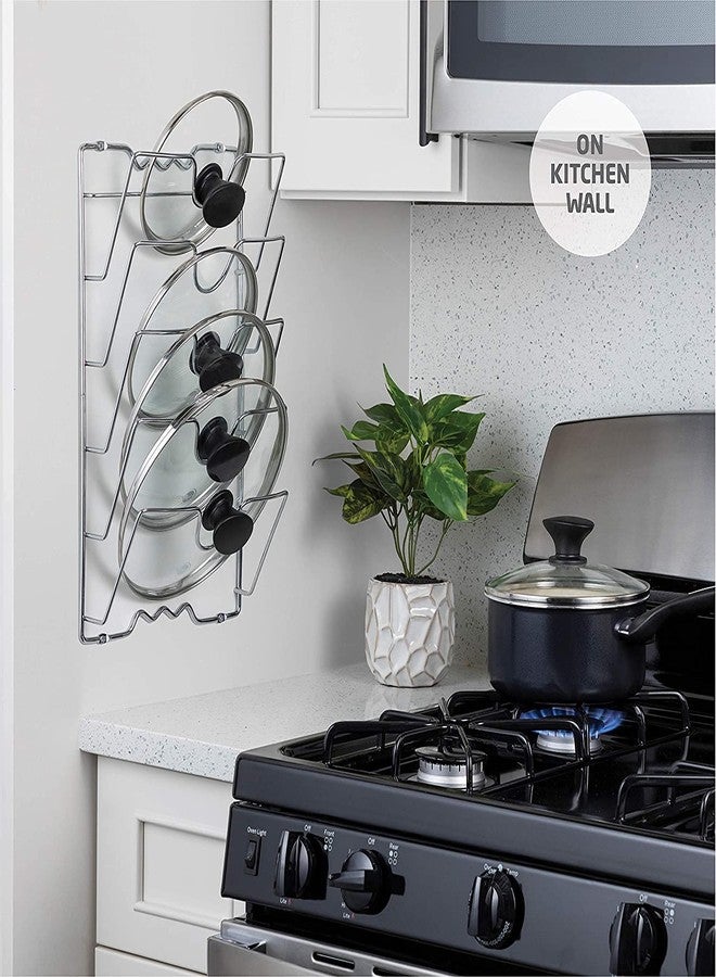AYNEFY 5-Tiers Wall Mount Pot Lid Rack for Kitchen - Pan Lid Holder, Cabinet Door Storage Rack, Cookware Organizer Stand for Pots, Lids & Bakeware (USA) - Image 3