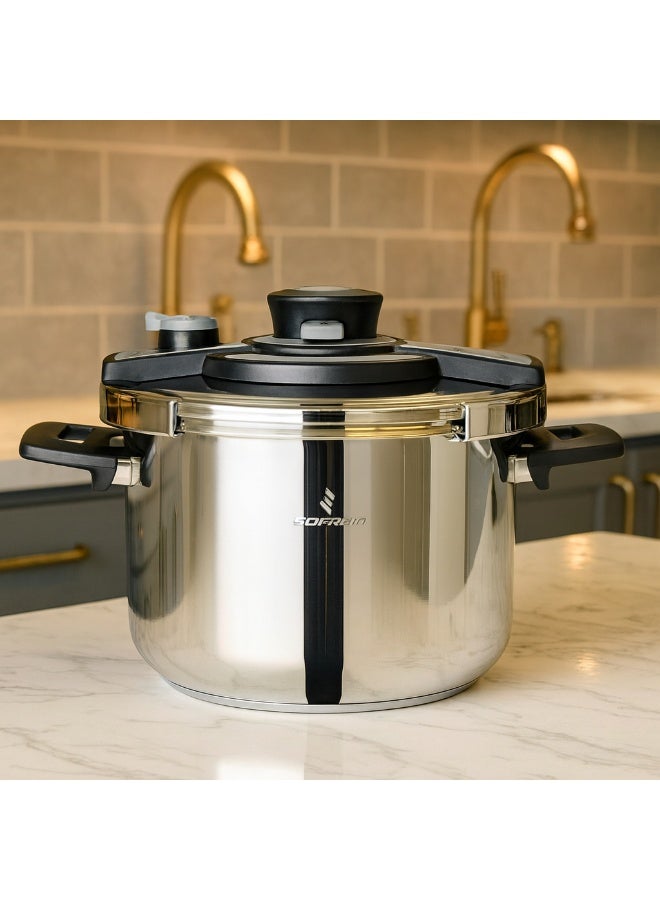 سوفرام ⭐ قدر ضغط ستيل سوفرام التركي – 8 لتر | قوة، أمان، وأناقة في مطبخك! 🇹🇷✨ - Image 1