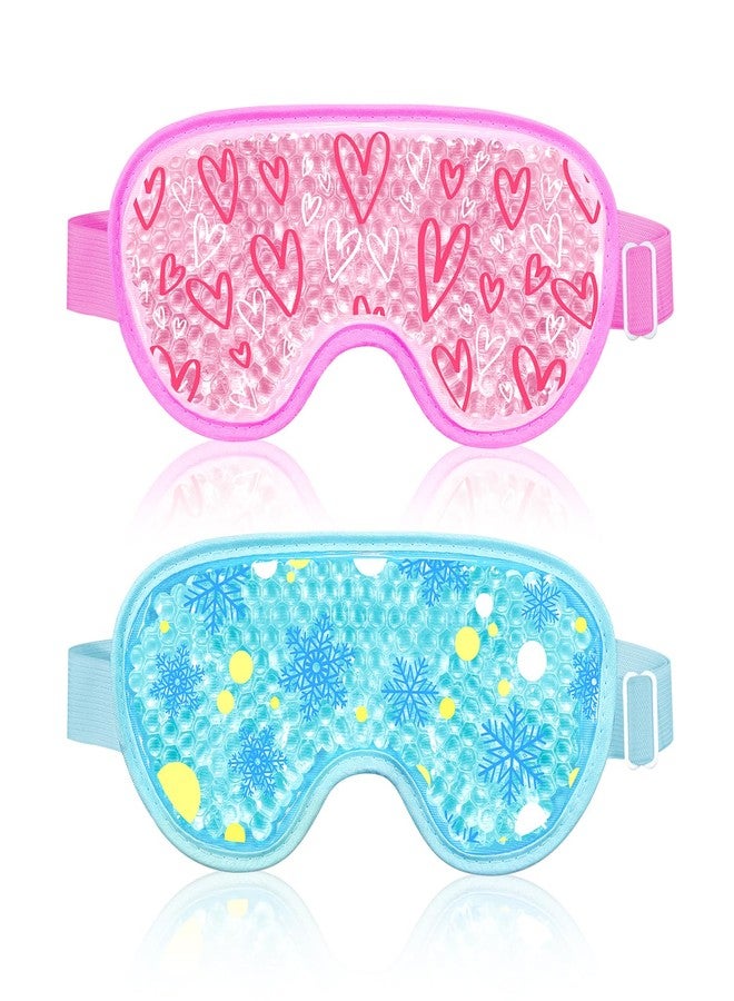 CONBELLA 2PCS Cooling Eye Mask Gel Eye Mask, Reusable Hot Cold Therapy cold eye mask for Post Surgery, Puffiness, Dark Circles, Eye Bags, Dry Eyes, Migraines with Soft Plush Backing (Heart+Snowflake) - Image 1
