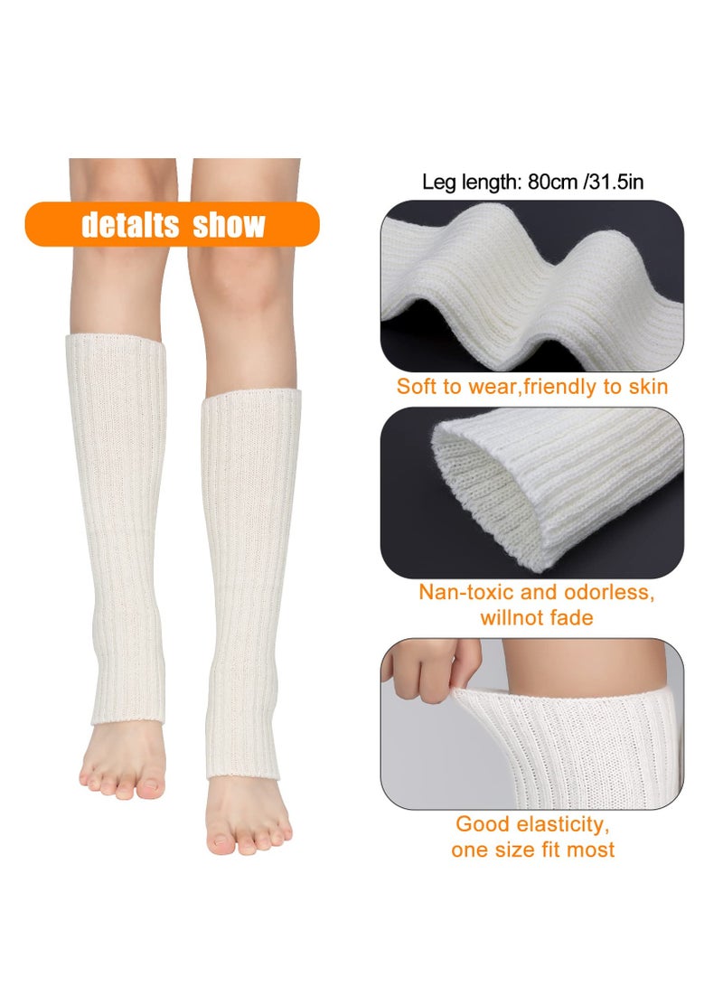 KASTWAVE 1 Pair Leg Warmer, Ladies 80s Calf Sleeves Goth Ribbed Knit Leg Ankle Socks for Girls Women Party Dance Sports Yoga Cable Knit Thigh High Boot Socks Extra Long Winter Leg Warmers  - Image 2