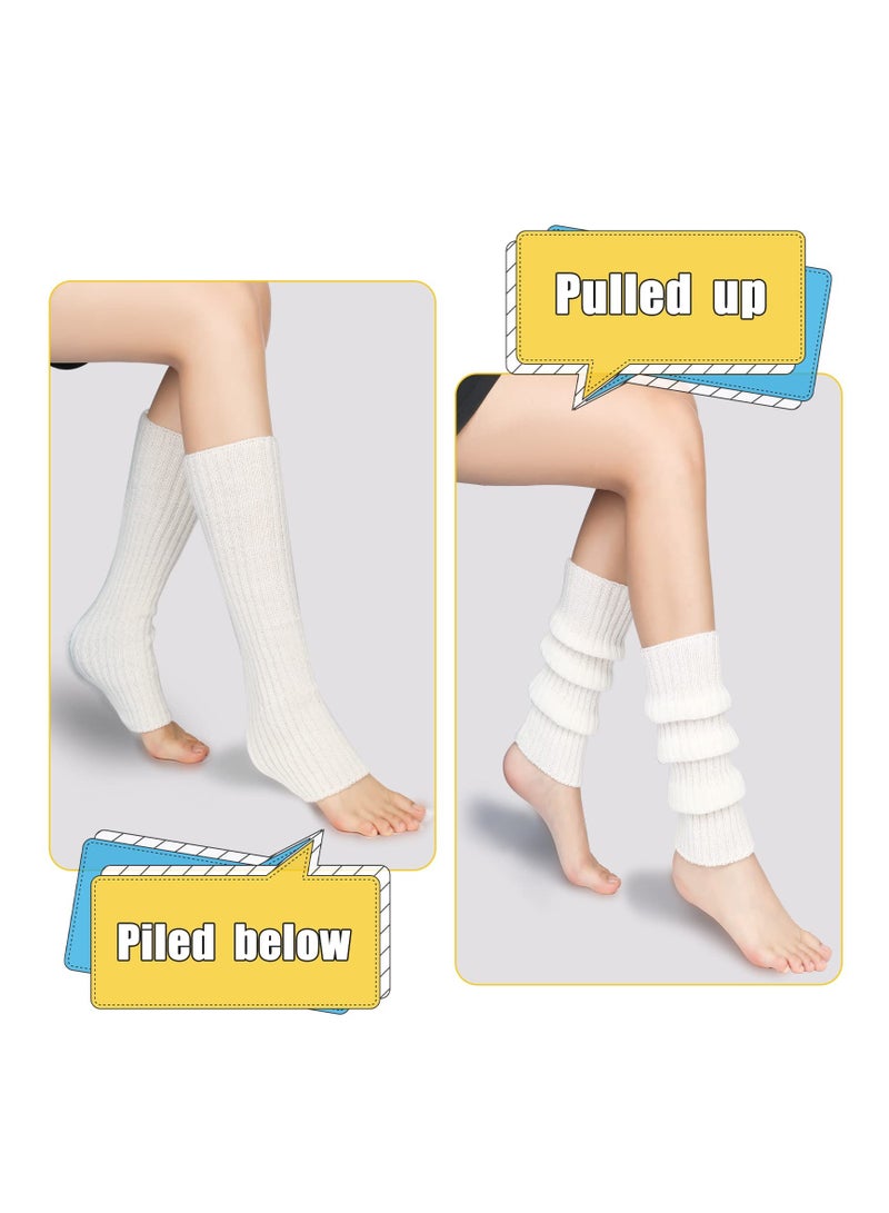 KASTWAVE 1 Pair Leg Warmer, Ladies 80s Calf Sleeves Goth Ribbed Knit Leg Ankle Socks for Girls Women Party Dance Sports Yoga Cable Knit Thigh High Boot Socks Extra Long Winter Leg Warmers  - Image 4