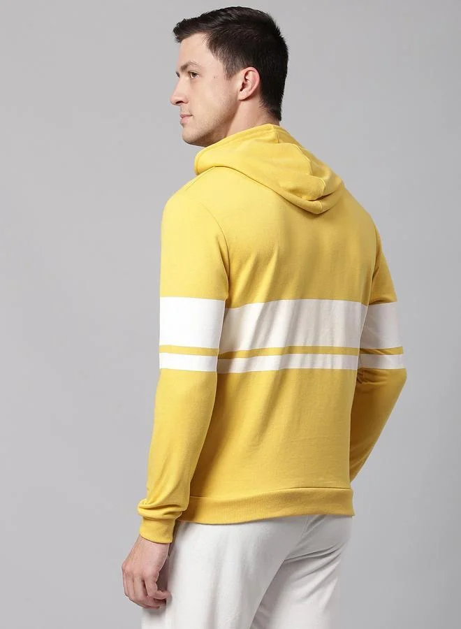 Dennis Lingo Men's Ochre Cotton Blend Solid Pattern Regular Fit Sweatshirt