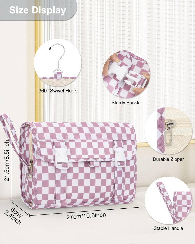 Relavel Hanging Toiletry Bag, Travel Toiletries Bag with Hanging Hook, Water Resistant Makeup Cosmetic Organizer for Full Sized Container, Shampoo, Portable Wash Bag for Essentials - Purple - Image 2