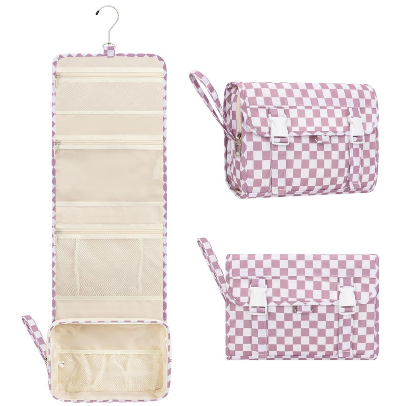 Relavel Hanging Toiletry Bag, Travel Toiletries Bag with Hanging Hook, Water Resistant Makeup Cosmetic Organizer for Full Sized Container, Shampoo, Portable Wash Bag for Essentials - Purple - Image 1