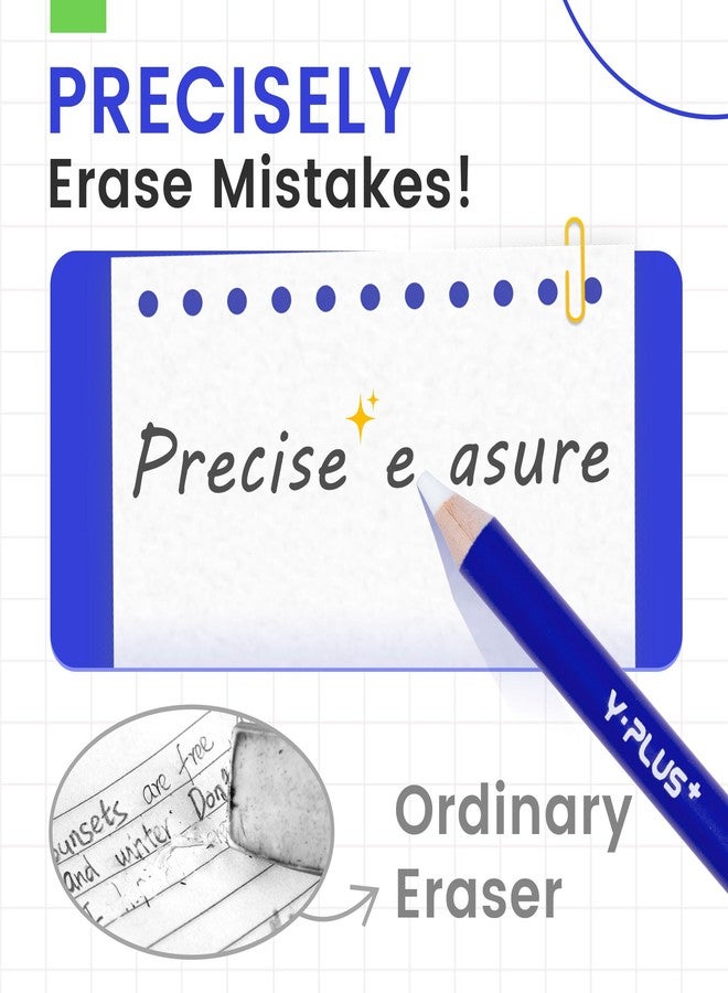 TrailFun Pen Style Eraser Eraser Pen, 3 Pcs Eraser Pen with Sharpener, Sharpenable Eraser Stick, School Art Supplies for Kids Artist Adult - Blue - Image 2
