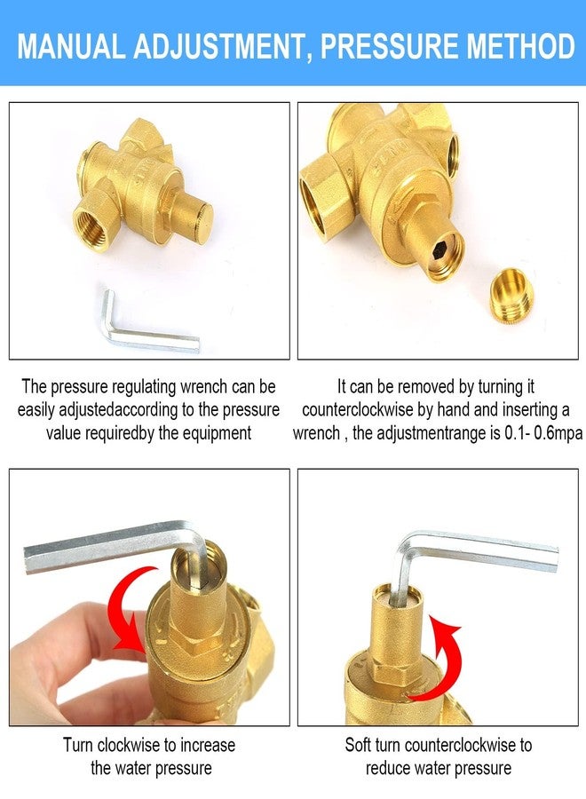 FASBET Pressure Regulator Water 1/2 Inch DN15 with Pressure Gauge, 100% High Hardness Brass, Adjustable Pressure Regulator for Water Pressure Relief Valve, Water Pressure Regulator - Image 5