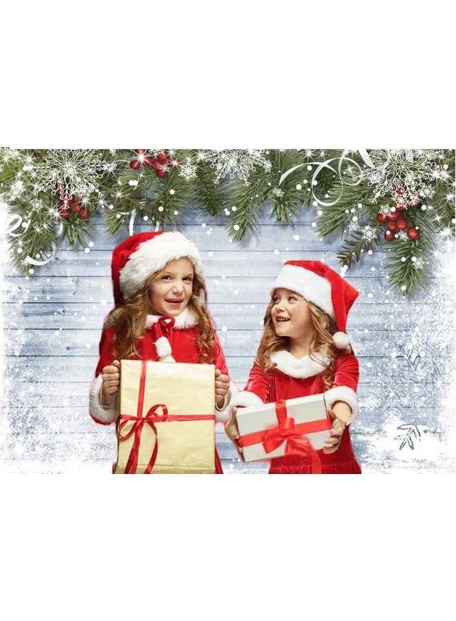 CYLYH 7X5ft Christmas Photography Backdrops for Photographers Wood Wall Backdrop White Snow Photo Background D189 - Image 2