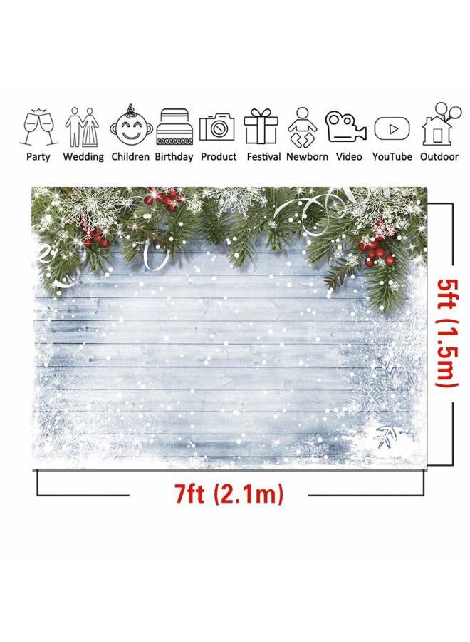 CYLYH 7X5ft Christmas Photography Backdrops for Photographers Wood Wall Backdrop White Snow Photo Background D189 - Image 5