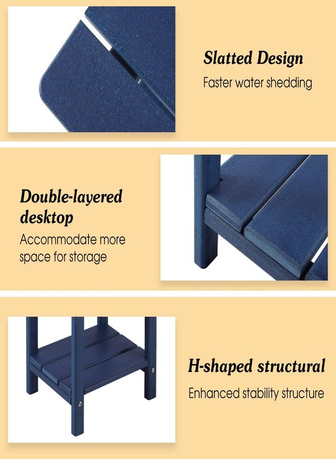 Apolimi Adirondack Outdoor Side Table, 2-Tier Sturdy Patio End Table Weather Resistant, 16.5" Solid Side Table for Patio, Pool, Porch(Navy Blue) - Image 5