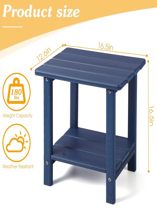 Apolimi Adirondack Outdoor Side Table, 2-Tier Sturdy Patio End Table Weather Resistant, 16.5" Solid Side Table for Patio, Pool, Porch(Navy Blue) - Image 3