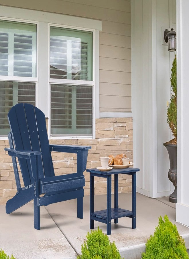 Apolimi Adirondack Outdoor Side Table, 2-Tier Sturdy Patio End Table Weather Resistant, 16.5" Solid Side Table for Patio, Pool, Porch(Navy Blue) - Image 2