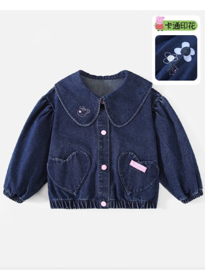peppa Pig Spring Girls' Casual Denim Cardigan - Versatile Baby Jacket - Image 1