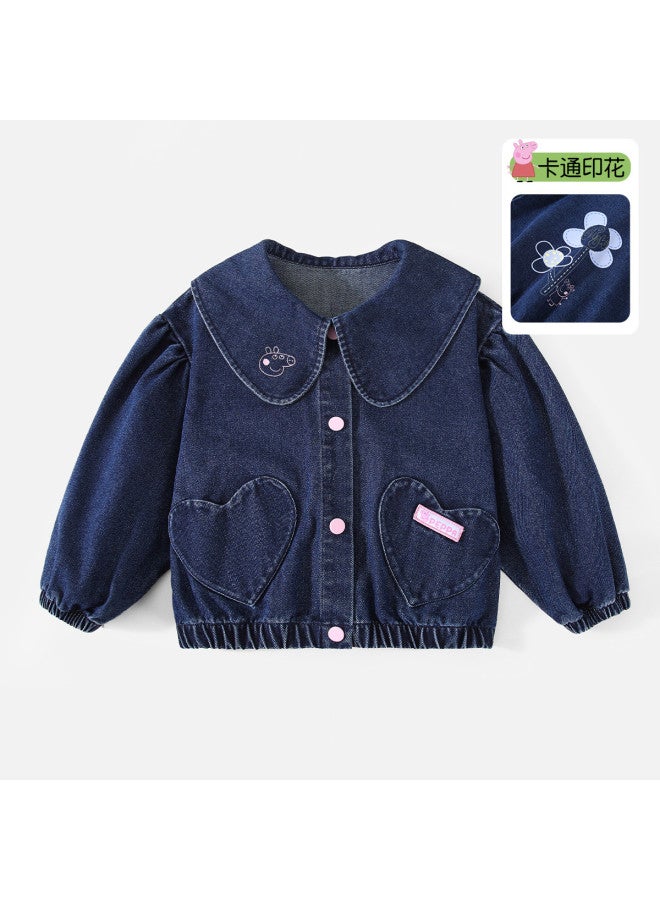 peppa Pig Spring Girls' Casual Denim Cardigan - Versatile Baby Jacket - Image 2