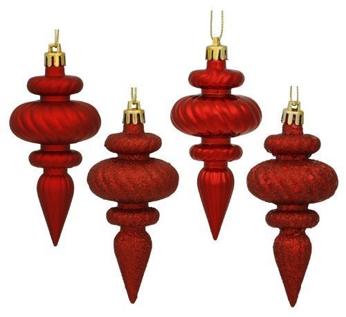 Vickerman 8ct Red Hot 4Finish Regal Shatterproof Finial Christmas Ornaments 4