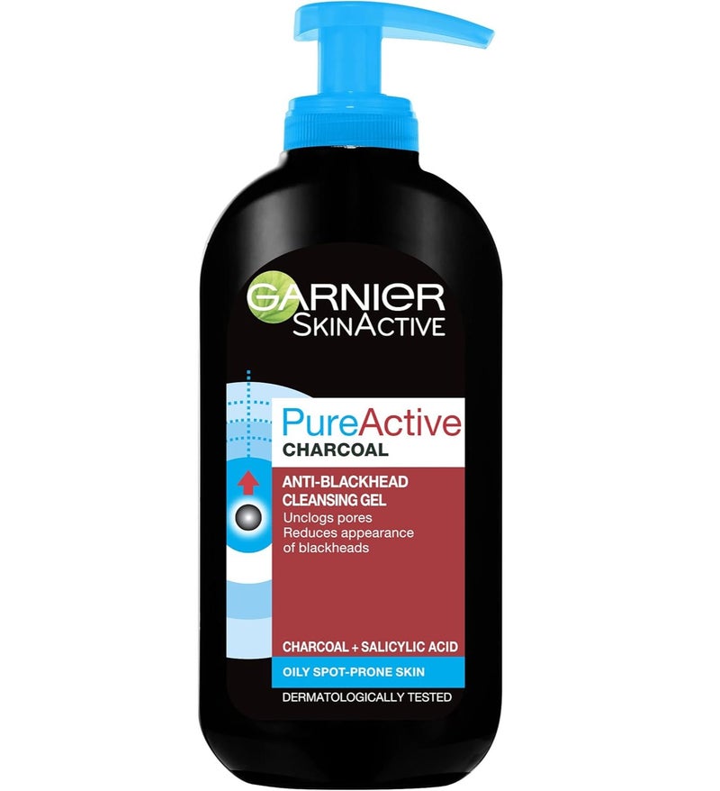 غارنييه غسول جل غارنييه بيور أكتيف المضاد للرؤوس السوداء بالفحم، غني بحمض الساليسيليك والفحم للبشرة الدهنية المعرضة للبقع، 200 مل - Image 2