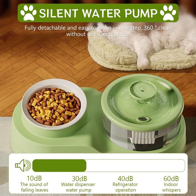KittuPet 2 in 1 Cat Feeding Bowl with Electric Water Fountain Easy Cat Feeding Bowl 16° Tilted Food Bowl Cat Feeding Bowl for Small and Medium Pets Cats Puppies - Image 4