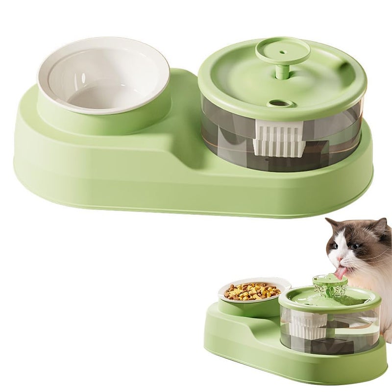KittuPet 2 in 1 Cat Feeding Bowl with Electric Water Fountain Easy Cat Feeding Bowl 16° Tilted Food Bowl Cat Feeding Bowl for Small and Medium Pets Cats Puppies - Image 1