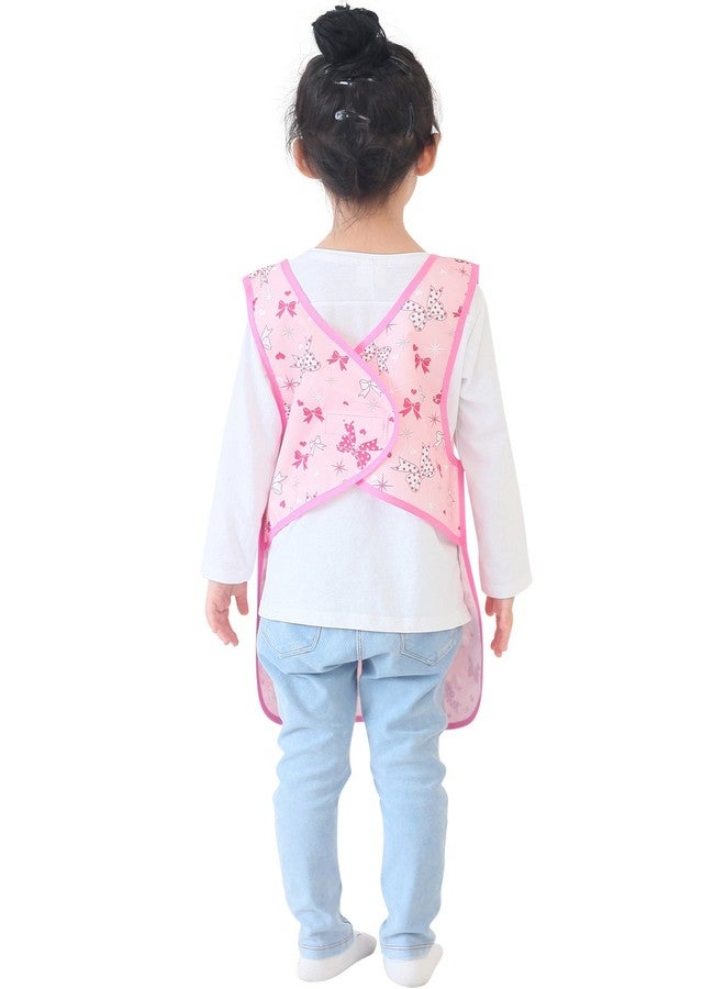 Plie Kids Painting Apron - Waterproof Art Smock for Toddlers & Preschoolers, Messy Play, Baking, Crafts, Cooking, Sensory Activities, Mealtime (Ages 1-10), Pink Ribbon (39-L) - Image 4