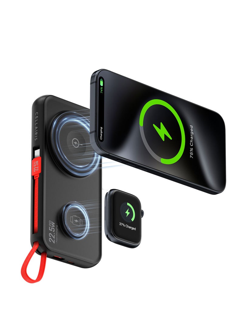 Cellairis Power Fusion Mag 10,000mAh Power Bank – PD & QC Charging, Magnetic Wireless, Built-in Cables - Image 4