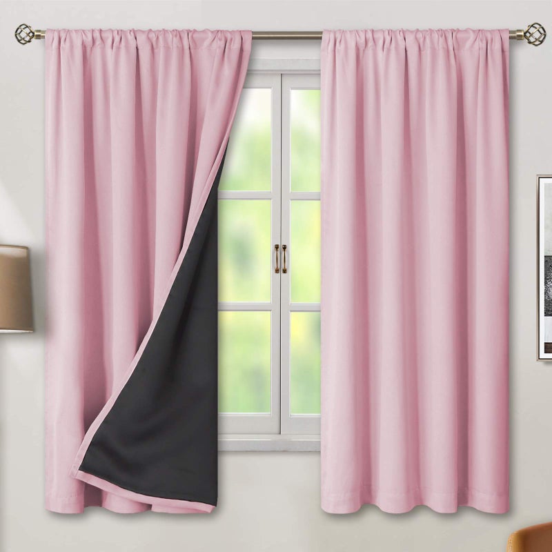 BGment Kids Blackout Curtains for Nursery 2 Panels Set  Bedroom Curtains 63 Inch Length Thermal Insulated and Noise Reduce Full Room Darkening Girls Baby Room  Each Window Curtains 52 Inch Wide  Pink - Image 1