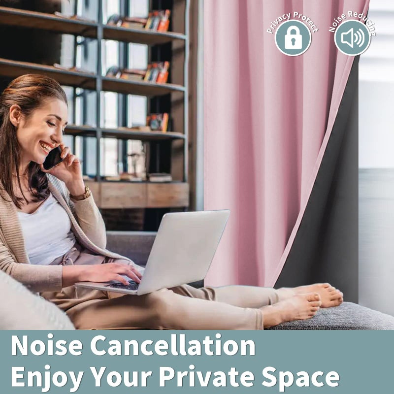 BGment Kids Blackout Curtains for Nursery 2 Panels Set  Bedroom Curtains 63 Inch Length Thermal Insulated and Noise Reduce Full Room Darkening Girls Baby Room  Each Window Curtains 52 Inch Wide  Pink - Image 5