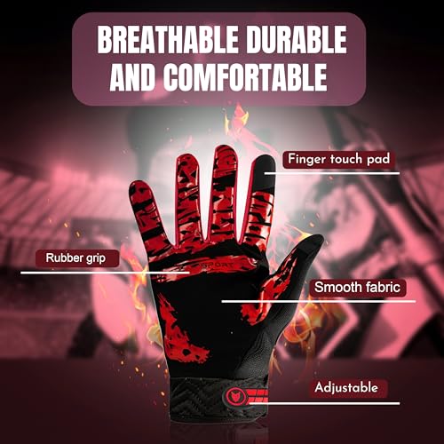 BADOWL Carbon Fiber PVC Knuckle Protection Riding Gloves | Touchscreen Sports Gloves with Anti-Slip Grip | Breathable, All-Weather, (RED, XL) - Image 3