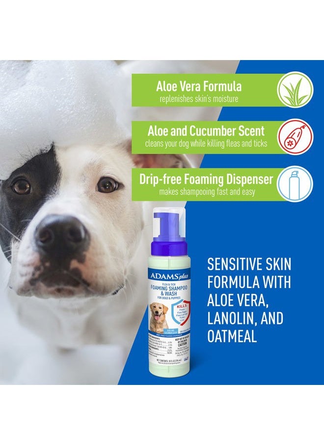 ADAMS Plus Flea & Tick Foaming Shampoo & Wash for Dogs & Puppies Over 12 Weeks | Sensitive Skin Flea Treatment for Dogs and Puppies | Kills Adult Fleas, Ticks, and Lice On Contact | 10 Oz  - Image 4
