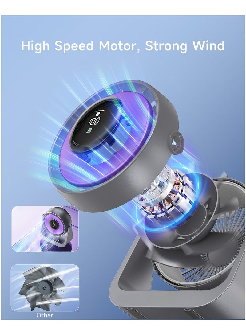 Portable Desk Fan with Smart LED Display, 100 Speed Levels Table Fan with 4000mAh Battery, Adjustable Angle, Quiet Operation For Bedroom Home Office Desktop Travel